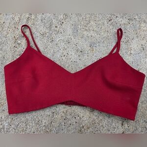 Social Tourist LA Ruched Red Bralette Crop Top Size M Adjustable Straps